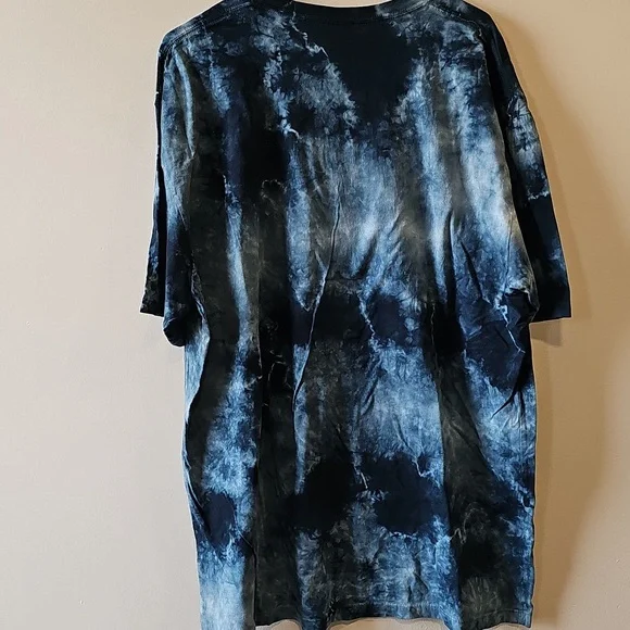 Grateful Dead XLTie-Dye Skull Logo Tee - Black/Blue with Green & Yellow Graphics - Picture 4 of 5